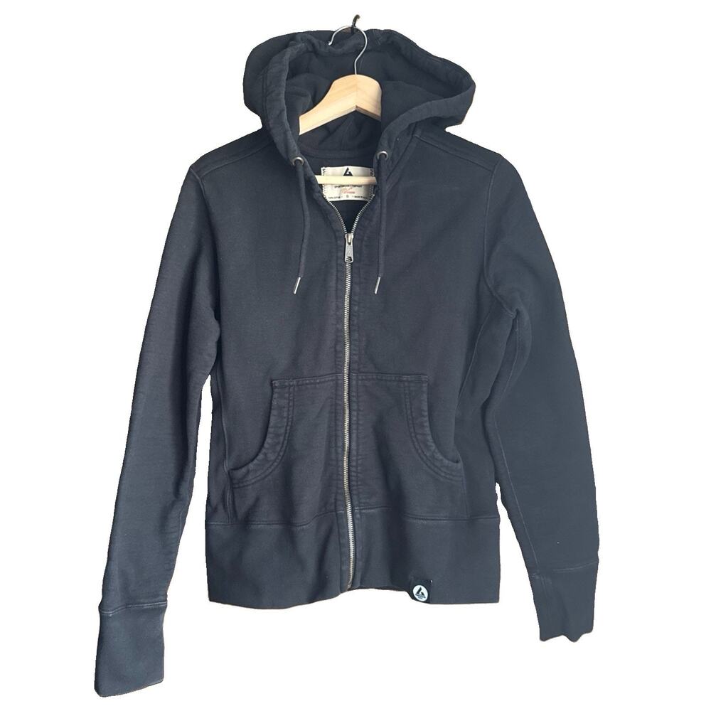 American Giant Classic Full Zip Hoodie Sweater Women Small Black USA Made Heavy